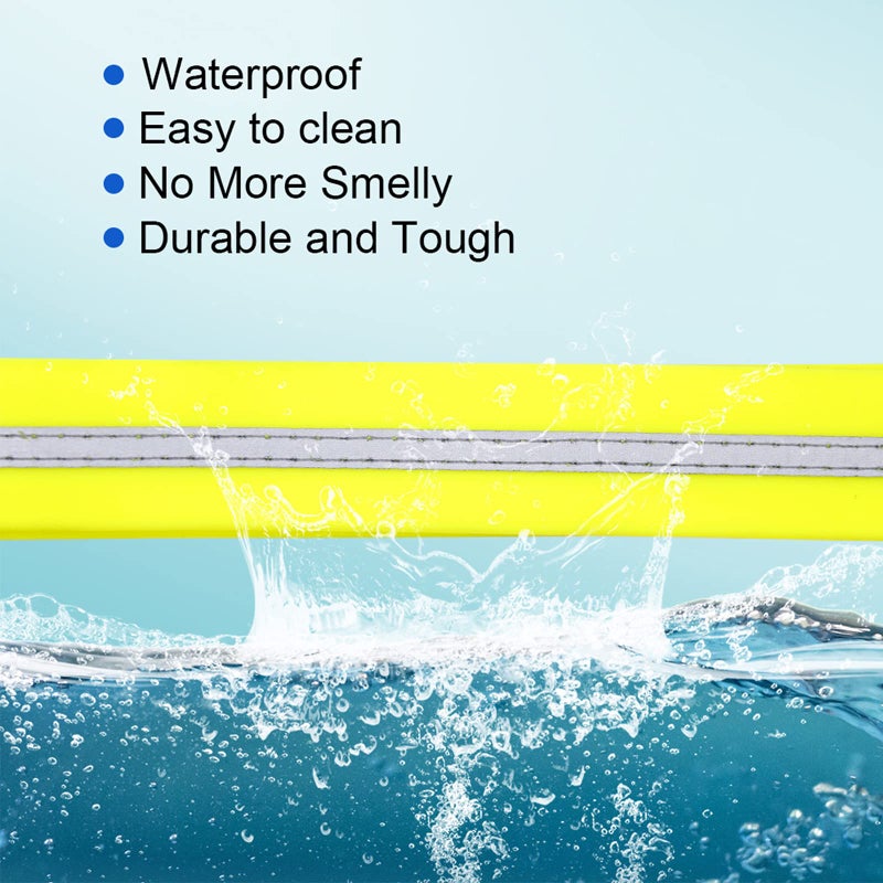 NIMBLE Dog Collar Waterproof Pet Collars Anti-Odor Durable Adjustable PVC & Polyester Soft with Reflective Cloth Stripe Basic Dog Collars S/M/L Sizes (Large (15.35â€-24.8â€inches), Fluorescent Yellow) - Image 3